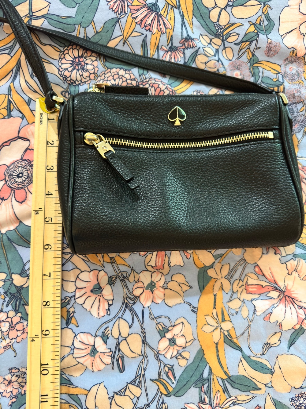 kate spade Black Pebbled Leather Gold-Accent Crossbody Bag - Picture 13 of 14